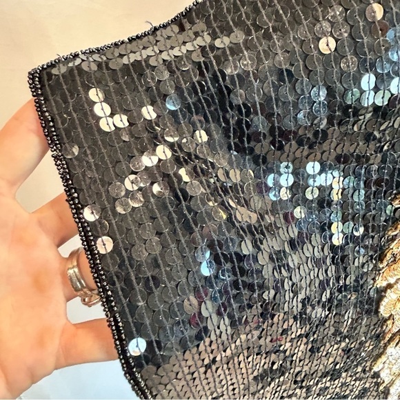 ANN GREEN rare vintage retro 70s 80s 90s sequin beaded bird short sleeve blouse - Picture 10 of 17